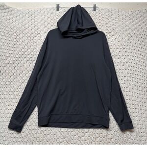 Johnnie-O Performance Pullover Hoodie Mens Size L Black Sweatshirt Nylon Blend